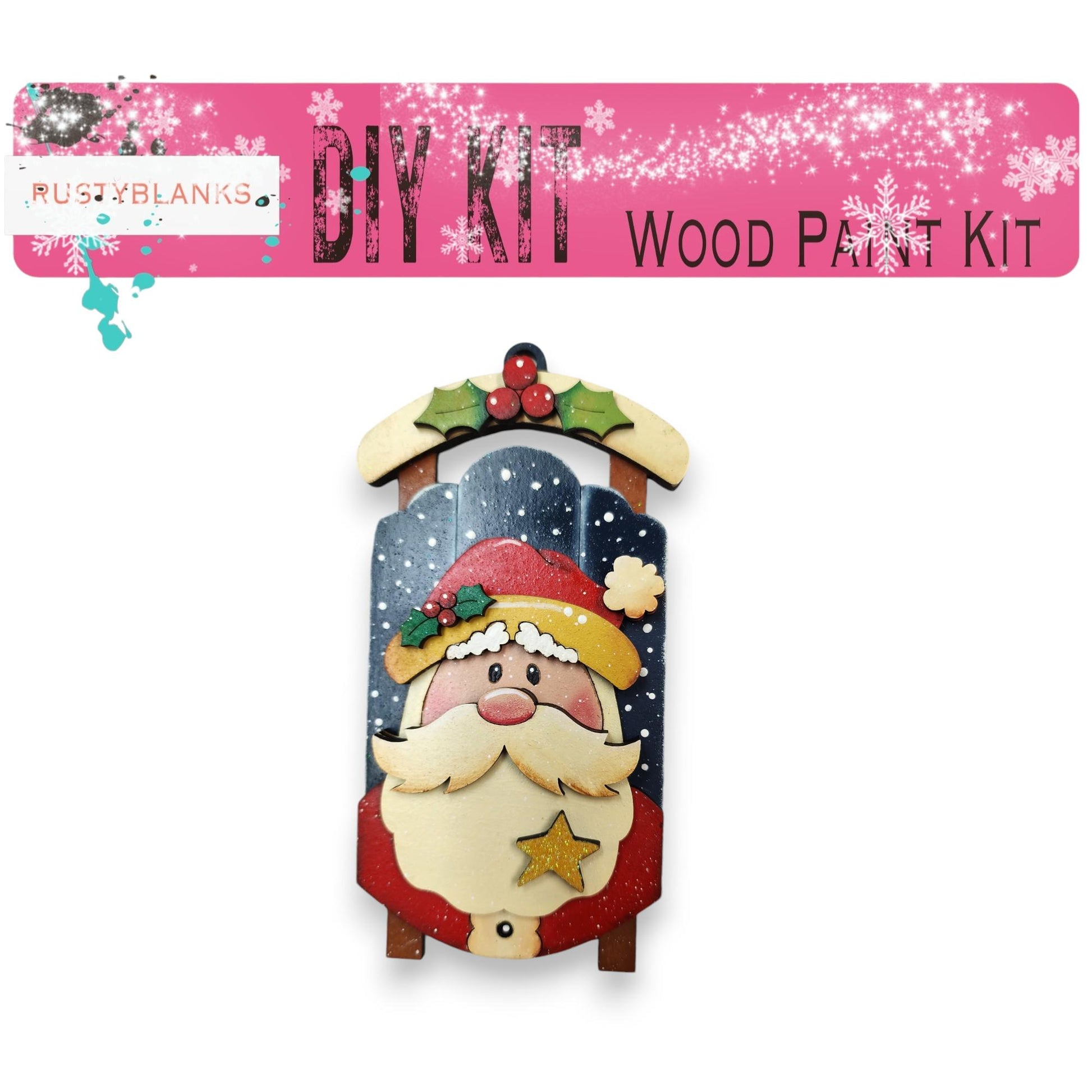 a wooden christmas decoration with a santa clause