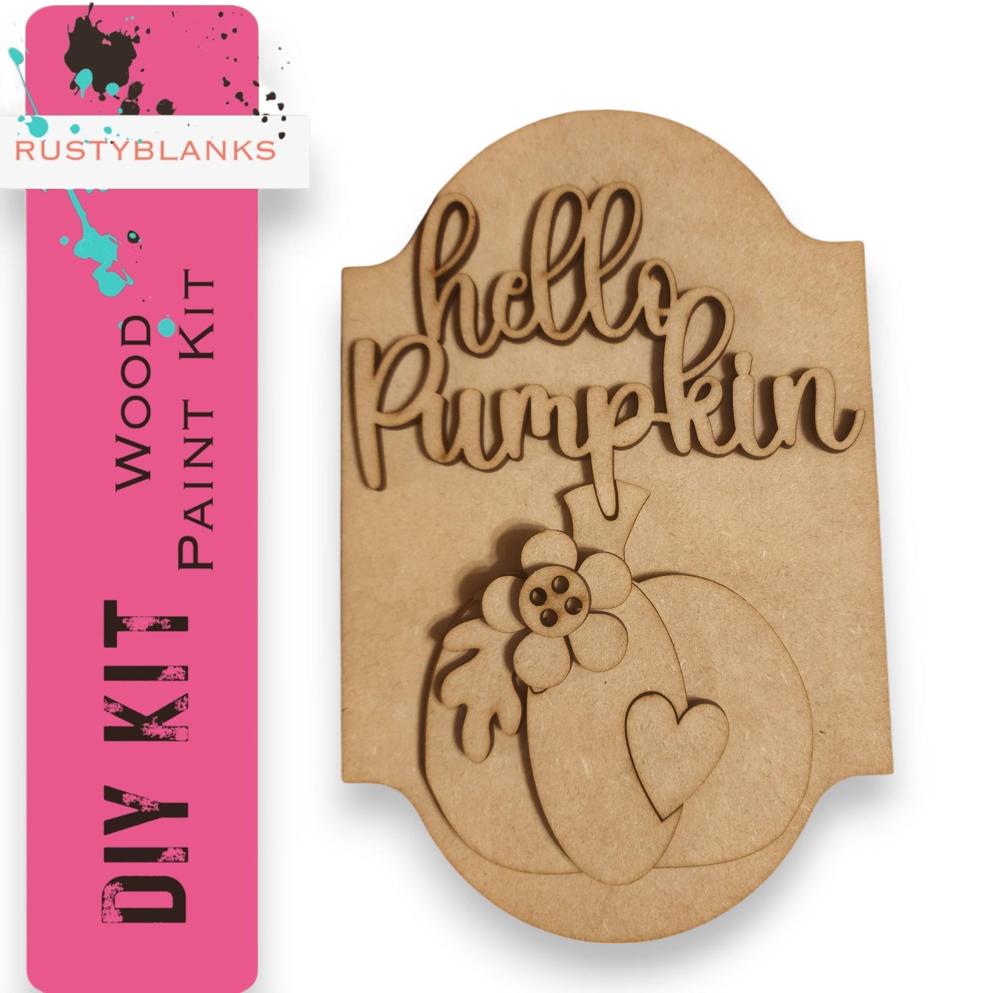 a wooden stamp with the words hello pumpkin on it