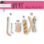 a group of wooden pieces of different sizes and shapes