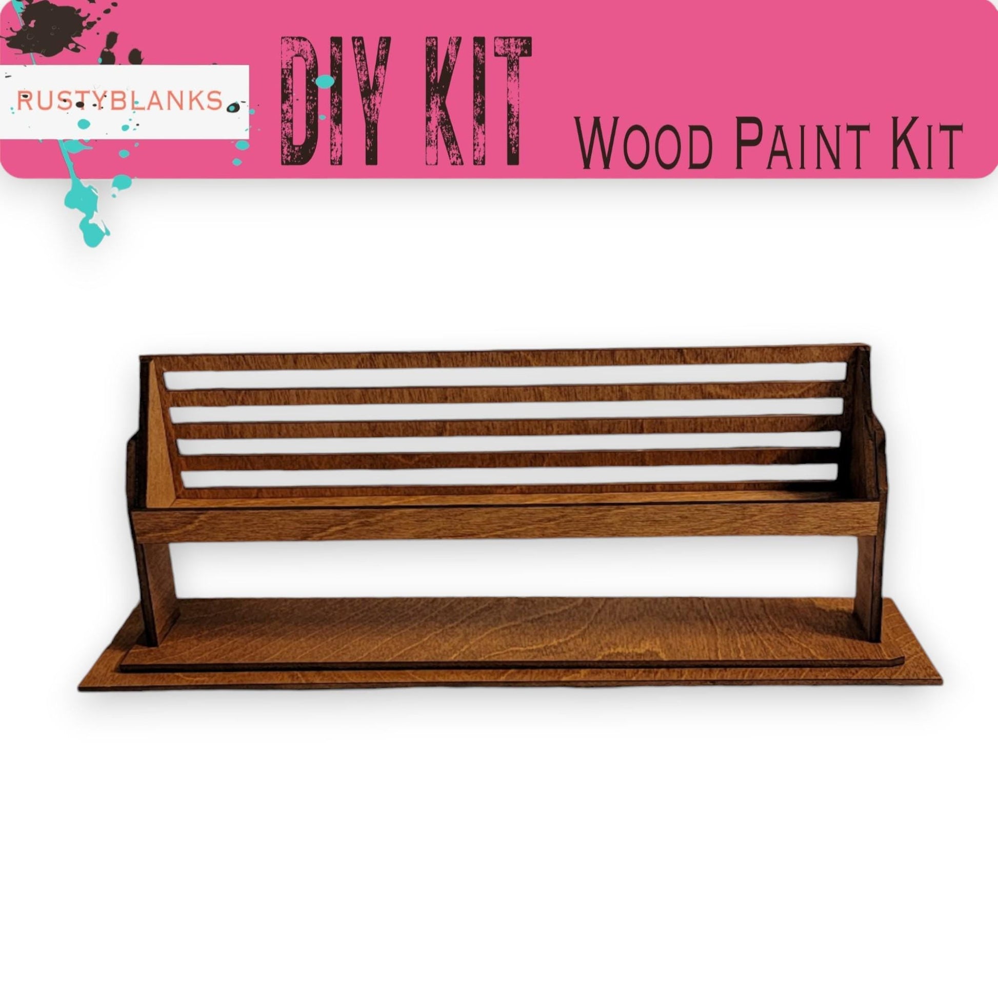 a wooden paint kit for a bench