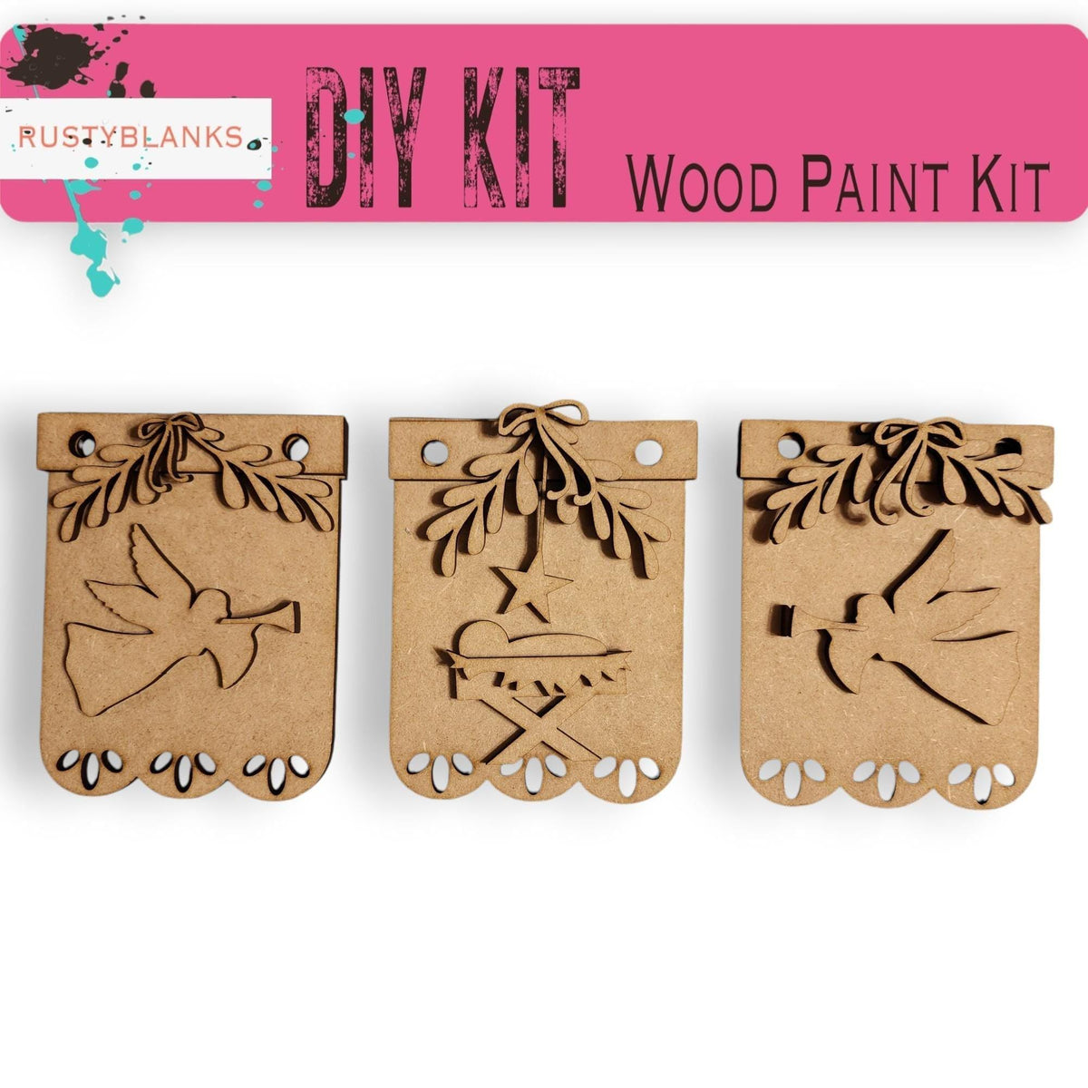 Interchangeable Christmas Nativity Mini Banner Set - DIY Wood Paint Kit -  Mini Banners for Picket Fence or Hello Sign RusticFarmhouseDecor