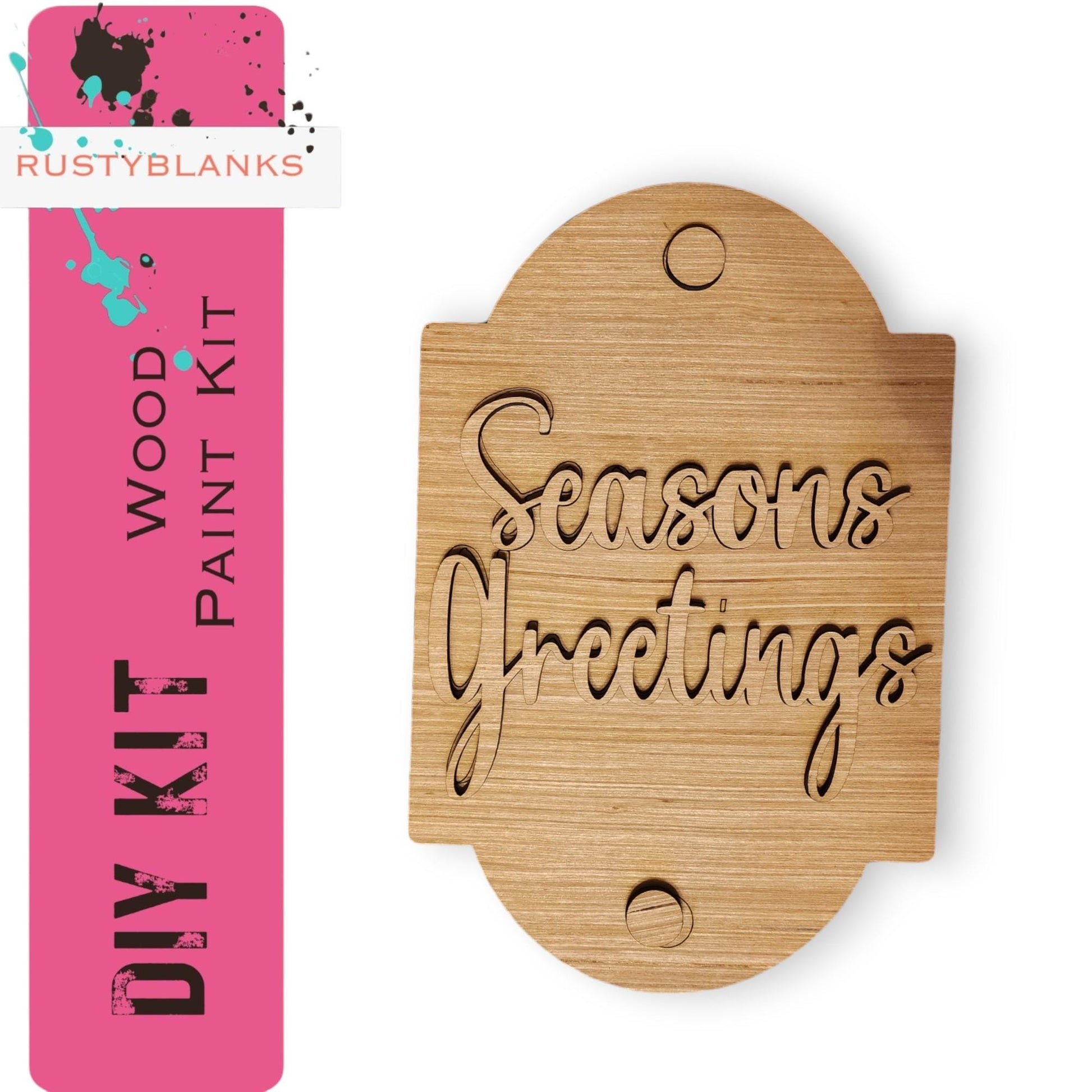 a wooden sign that says seasons greetings