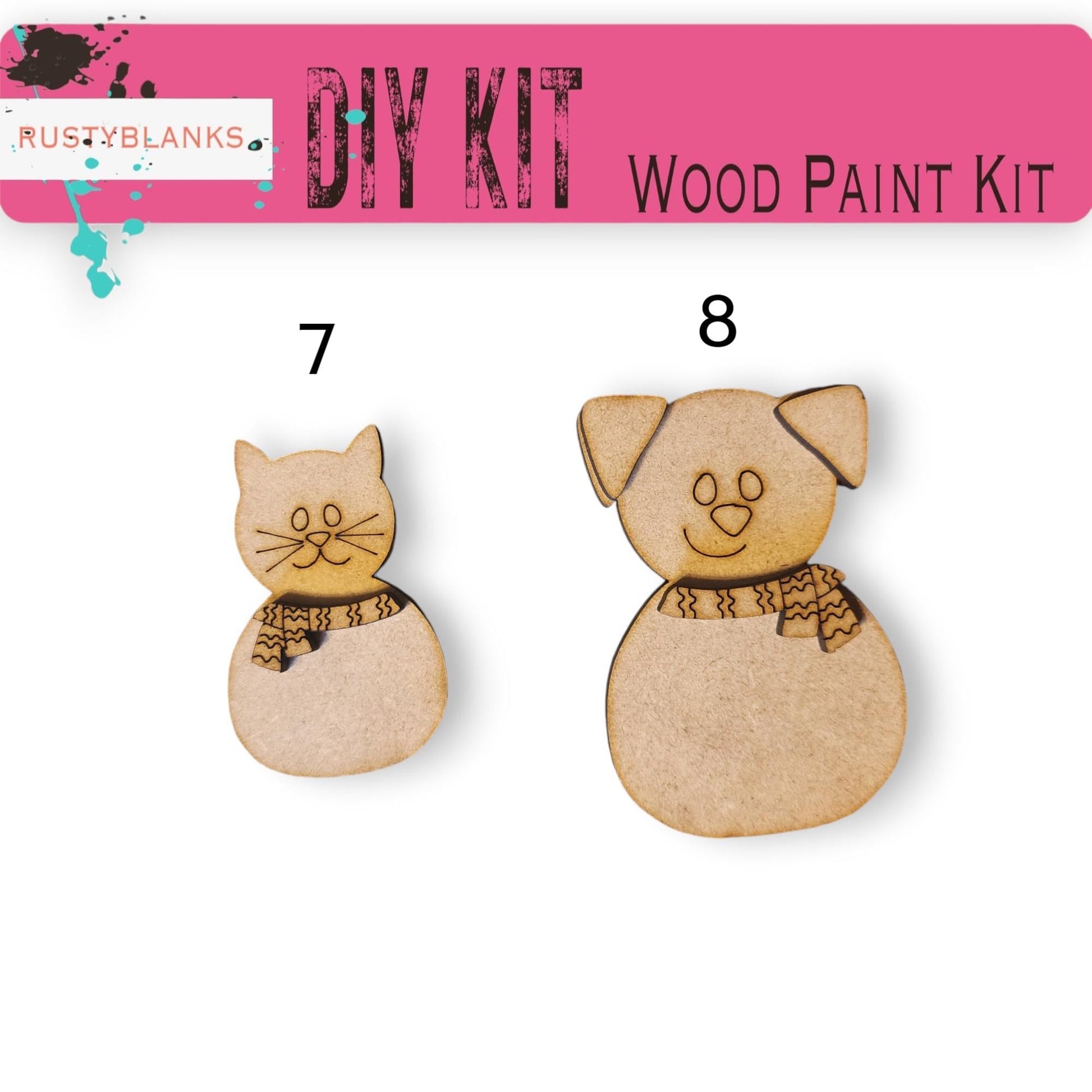 a pair of wooden cat and dog earrings