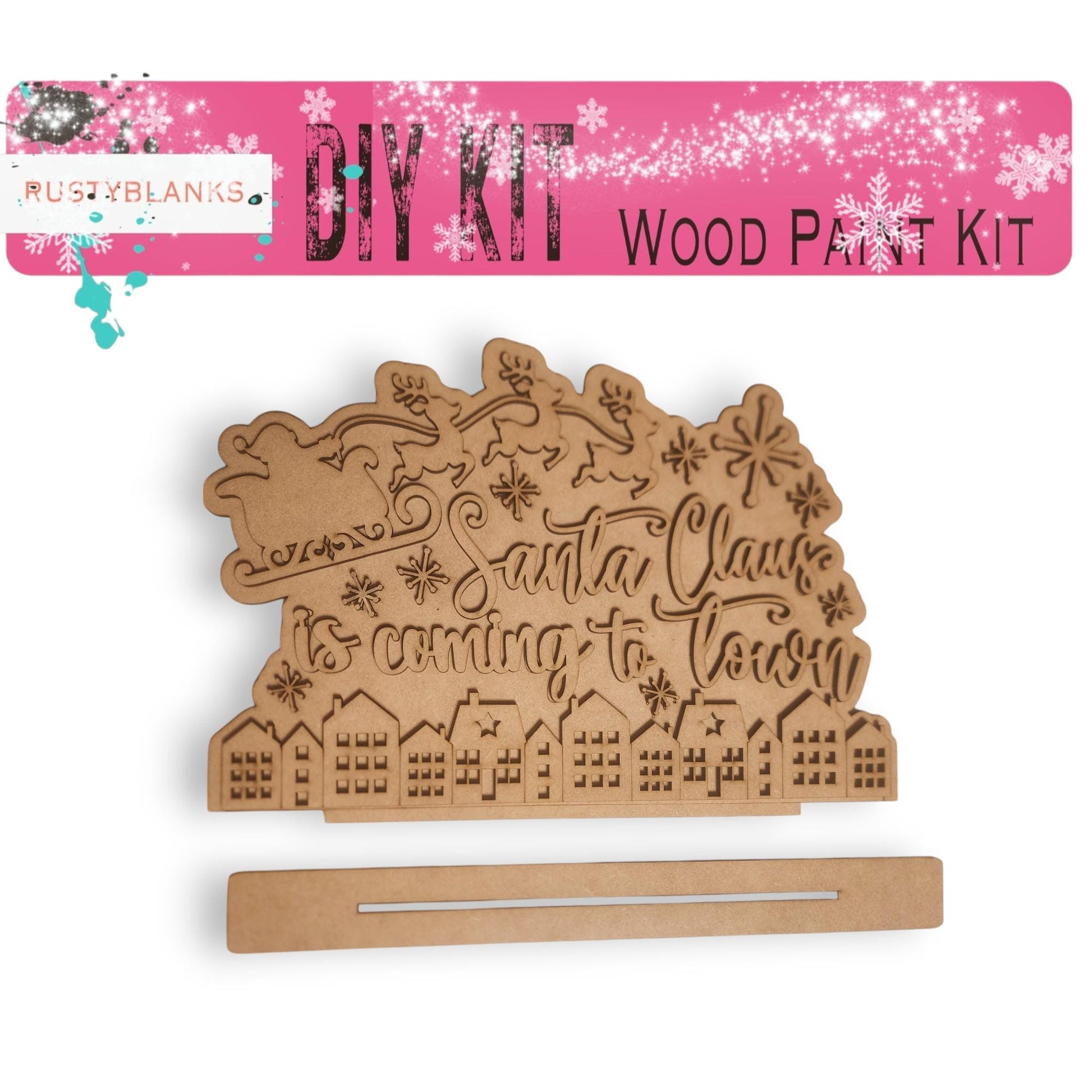 a wooden craft kit with a picture of a house