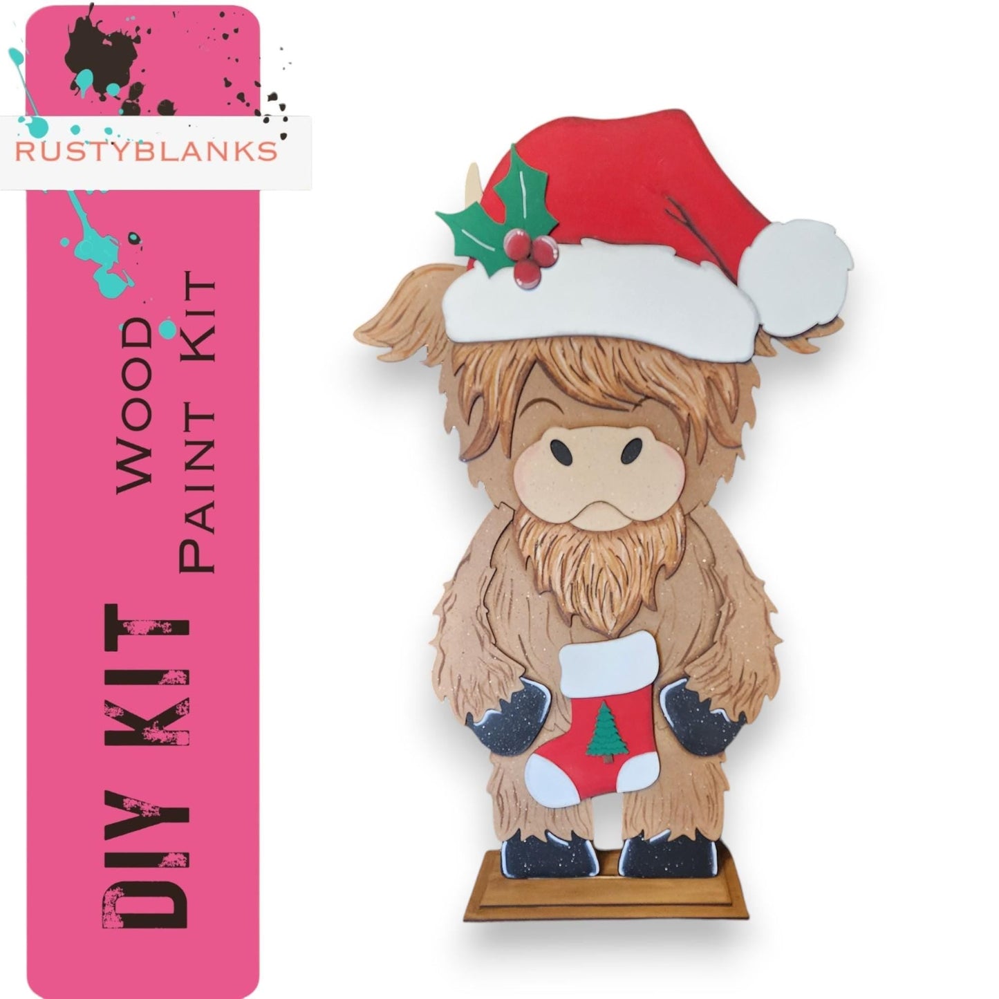 a wooden ornament of a monkey wearing a santa hat