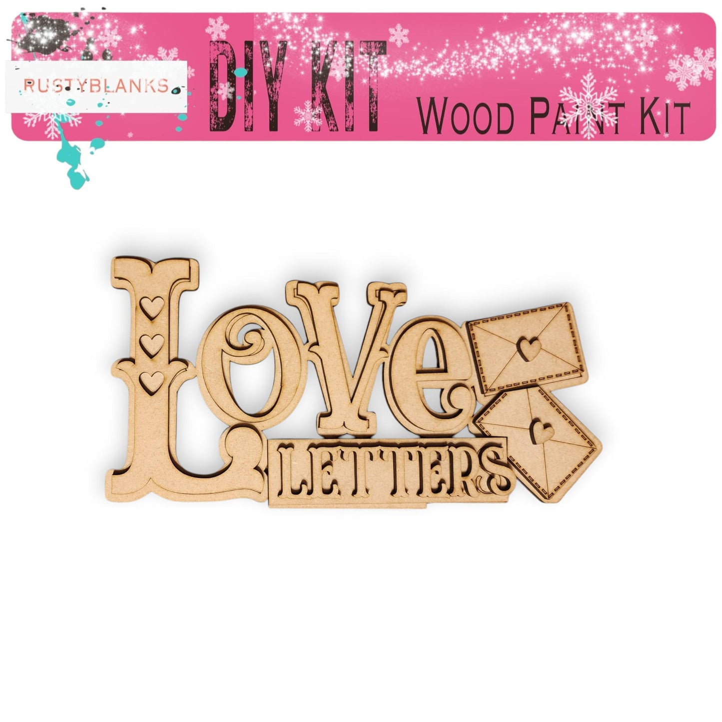 a wooden cutout of the word love letters