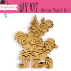 a wooden cutout of a cartoon character