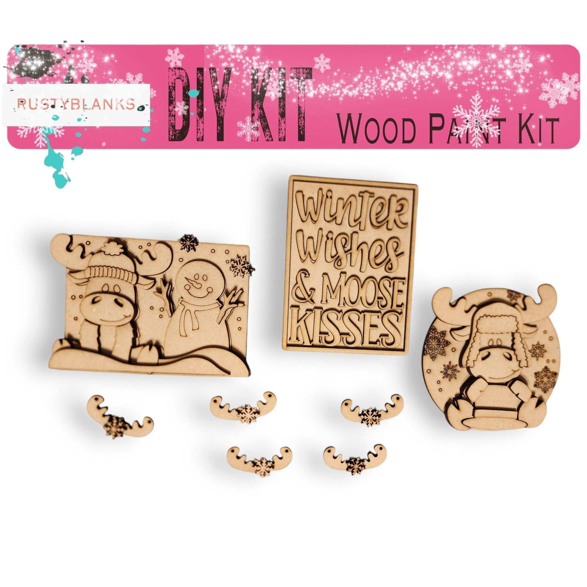 a wooden craft kit with a picture of a bear