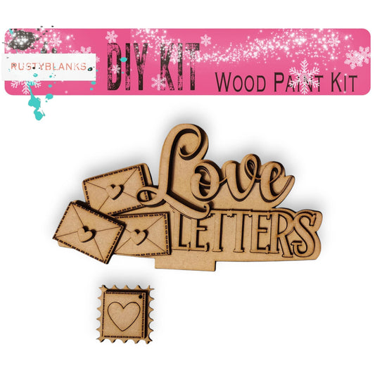 a wooden cutout of the word love letters