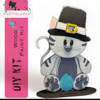Interchangeable Cat with 13 Seasonal Hats, Insert and tile holder, Season DIY Decor - RusticFarmhouseDecor