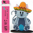 Interchangeable Cat with 13 Seasonal Hats, Insert and tile holder, Season DIY Decor - RusticFarmhouseDecor