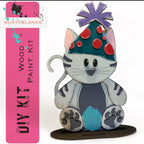 Interchangeable Cat with 13 Seasonal Hats, Insert and tile holder, Season DIY Decor - RusticFarmhouseDecor