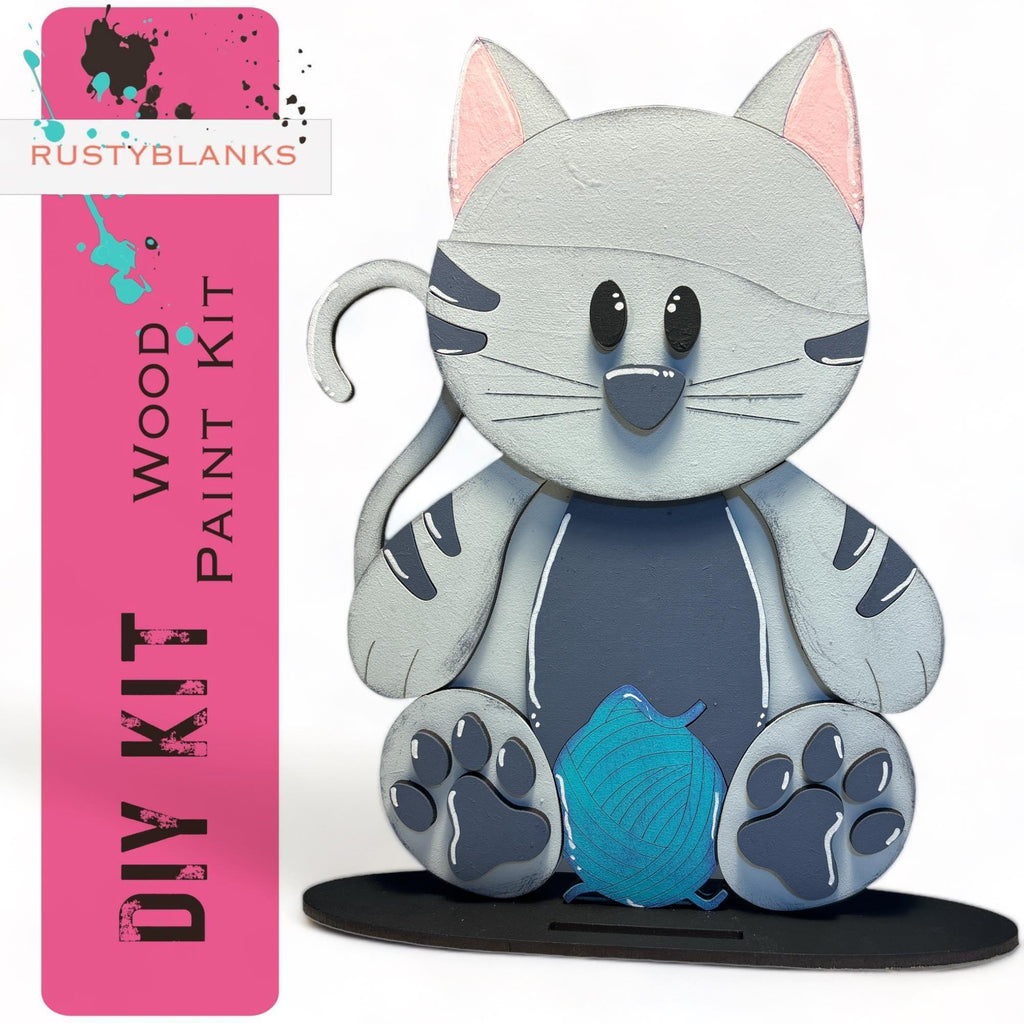 Interchangeable Cat with 13 Seasonal Hats, Insert and tile holder, Season DIY Decor - RusticFarmhouseDecor