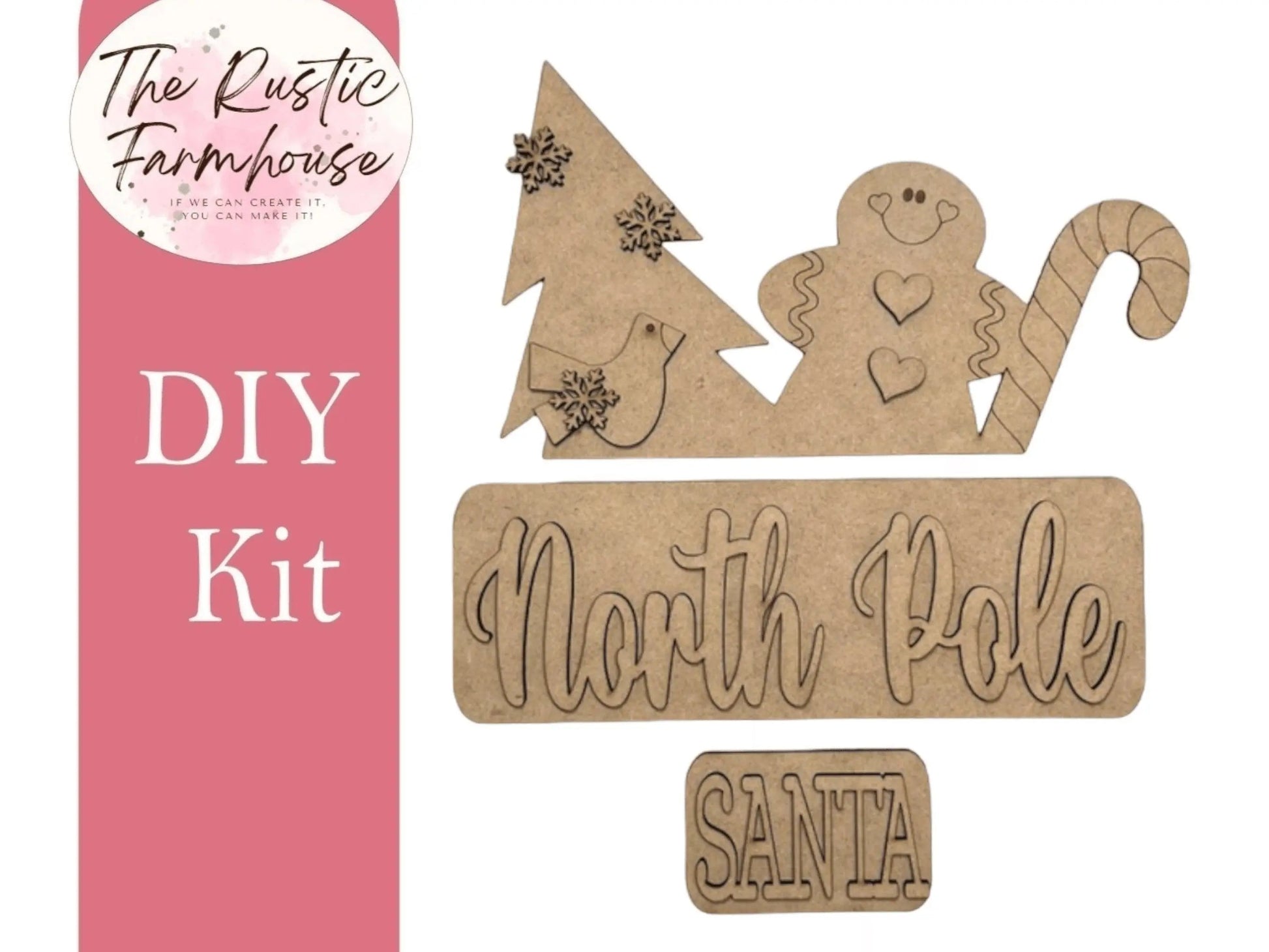 Interchangeable Farmhouse North Pole Insert, Seasonal Truck, DIY Truck Kit, Interchangeable Farmhouse Truck DIY Kit, Breadboard Insert - RusticFarmhouseDecor