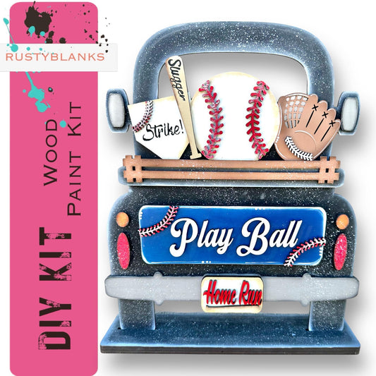 Interchangeable Farmhouse Truck Baseball Insert, Seasonal Truck Insert, Play Ball - RusticFarmhouseDecor