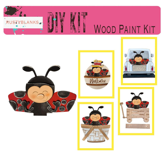 Interchangeable Ladybug Insert for Flower Basket, Interchangeable Hats, DIY Wood Blanks - RusticFarmhouseDecor