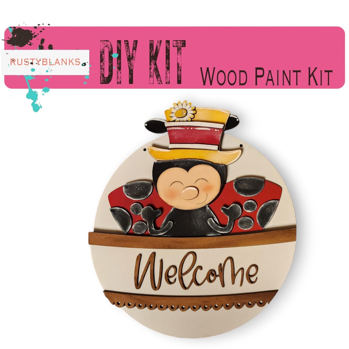 Interchangeable Ladybug Insert for Flower Basket, Interchangeable Hats, DIY Wood Blanks - RusticFarmhouseDecor