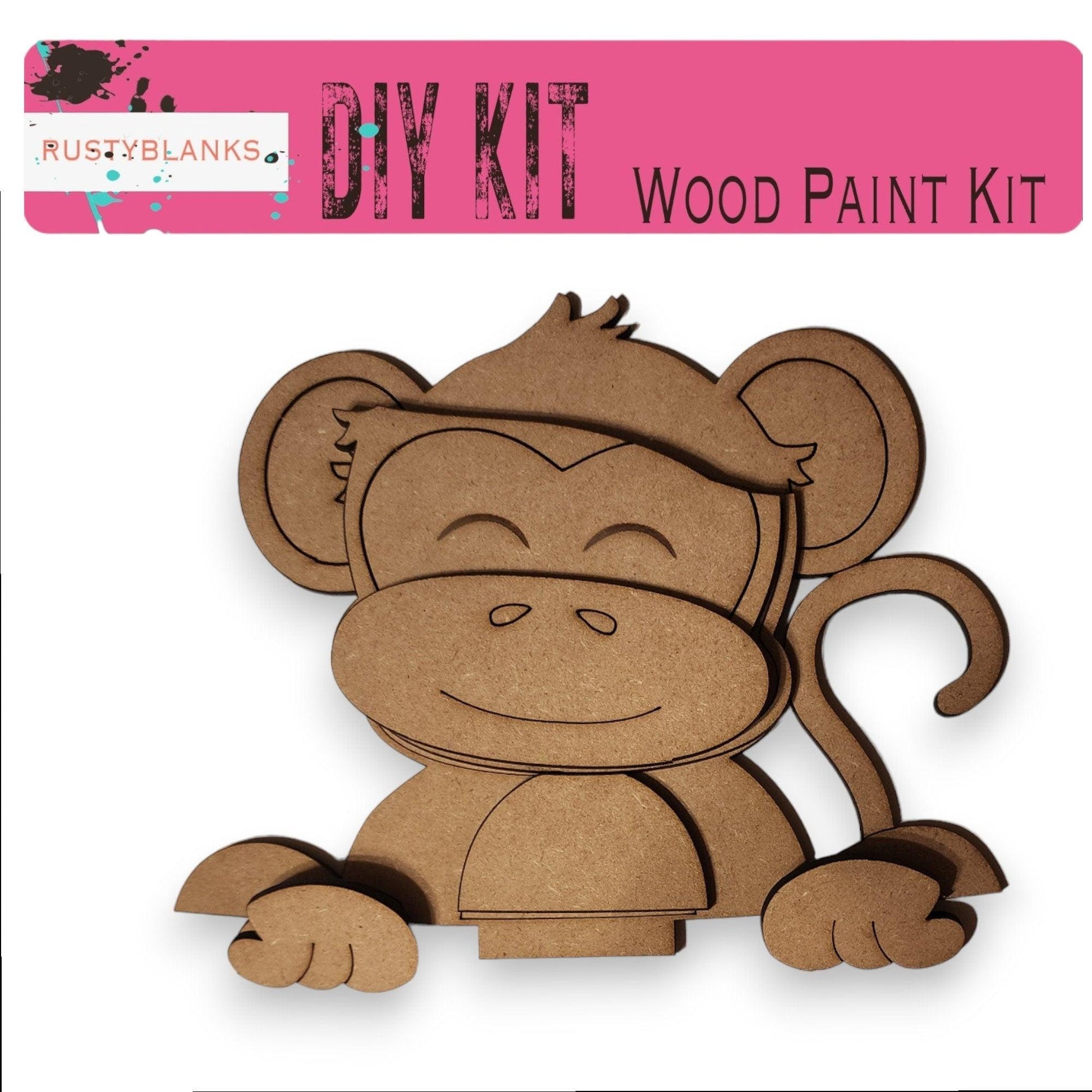 Interchangeable Monkey Insert for Flower Basket, Interchangeable Hats, DIY Wood Blanks - RusticFarmhouseDecor