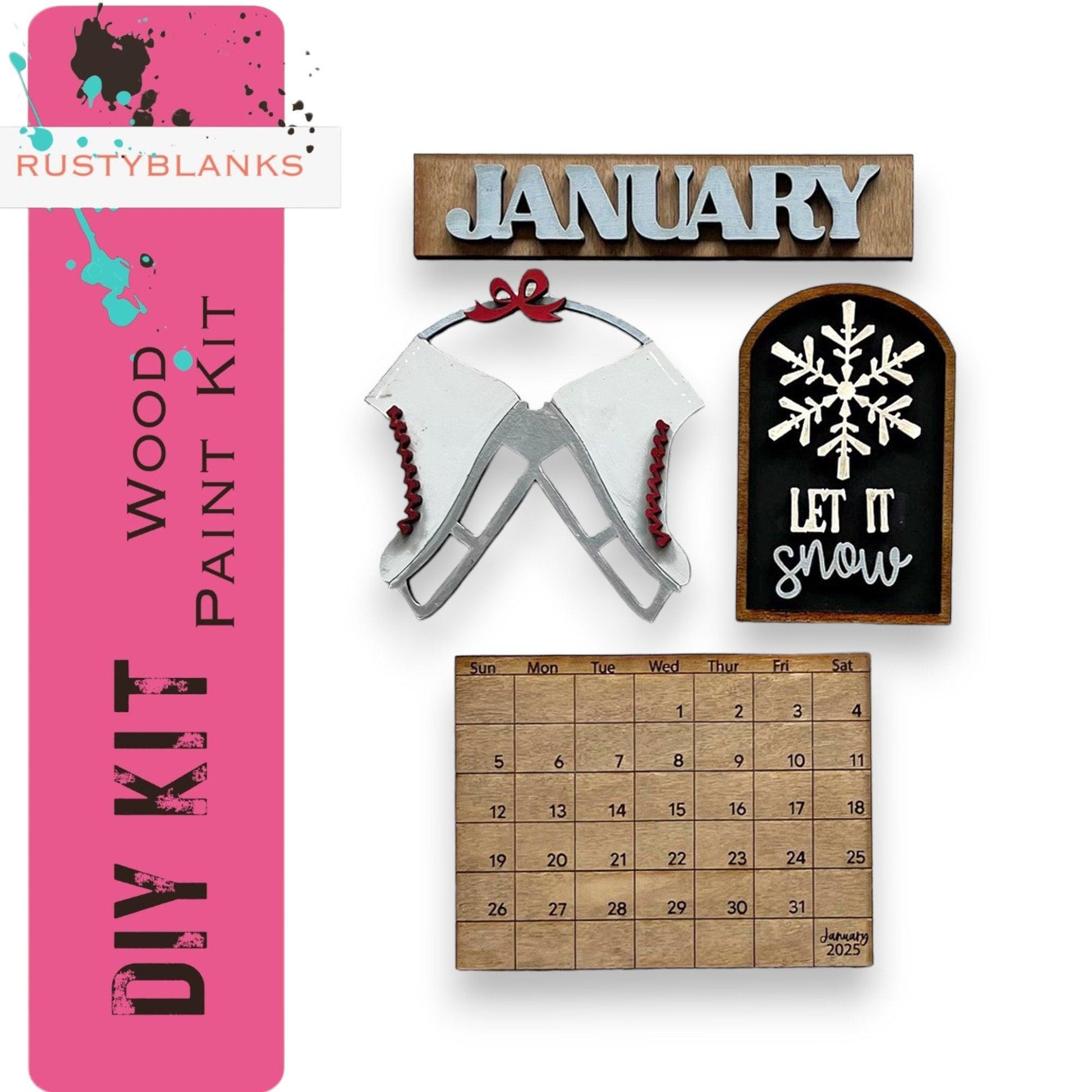 January 2025 Barn Calendar Insert Set, DIY Wood Banks, Interchangeable Calendar - RusticFarmhouseDecor