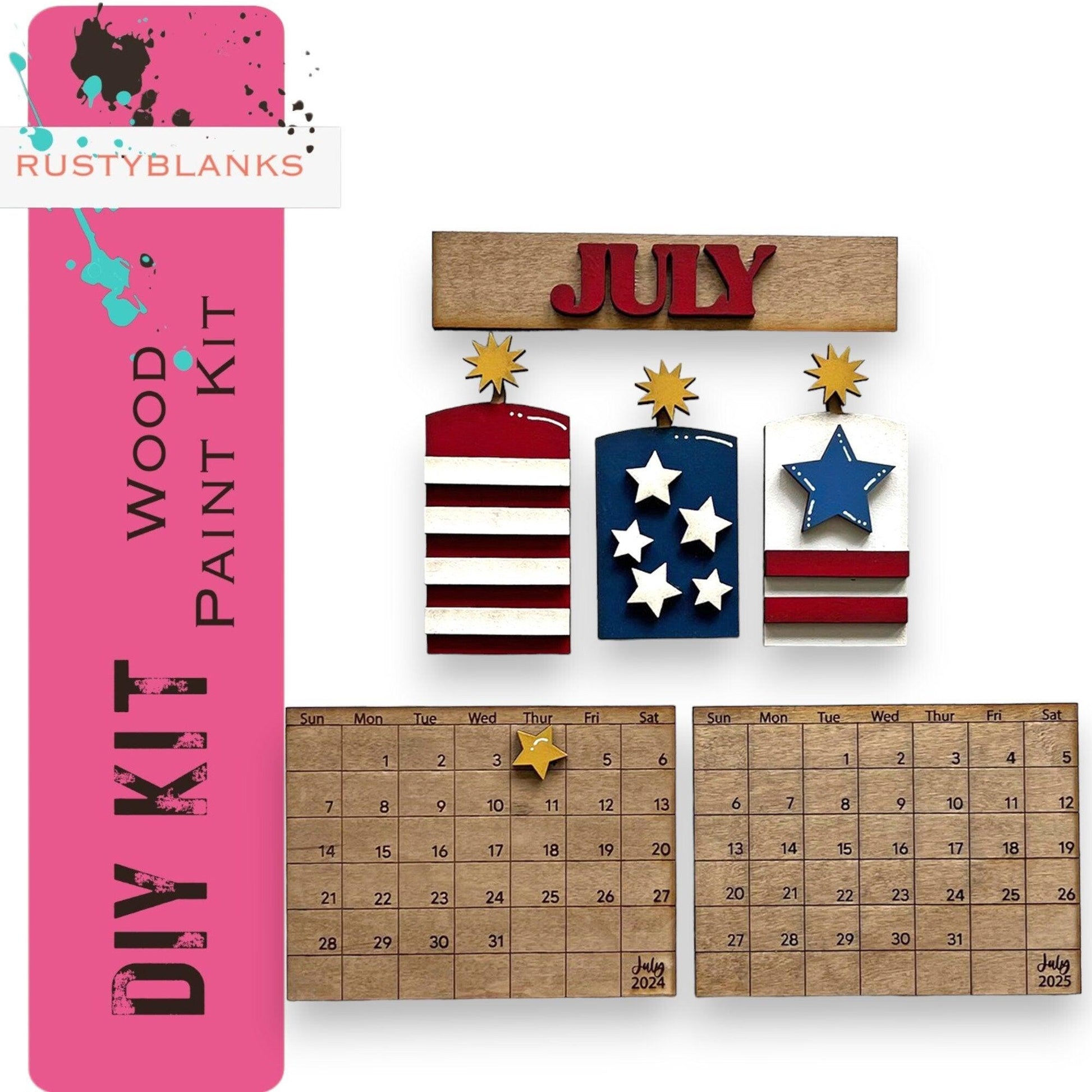 July 2024/25 Barn Calendar Insert Set, DIY Wood Banks, Interchangeable Calendar - RusticFarmhouseDecor