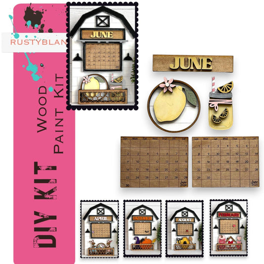 June 2024/25 Barn Calendar Insert Set, DIY Wood Banks, Interchangeable Calendar - RusticFarmhouseDecor