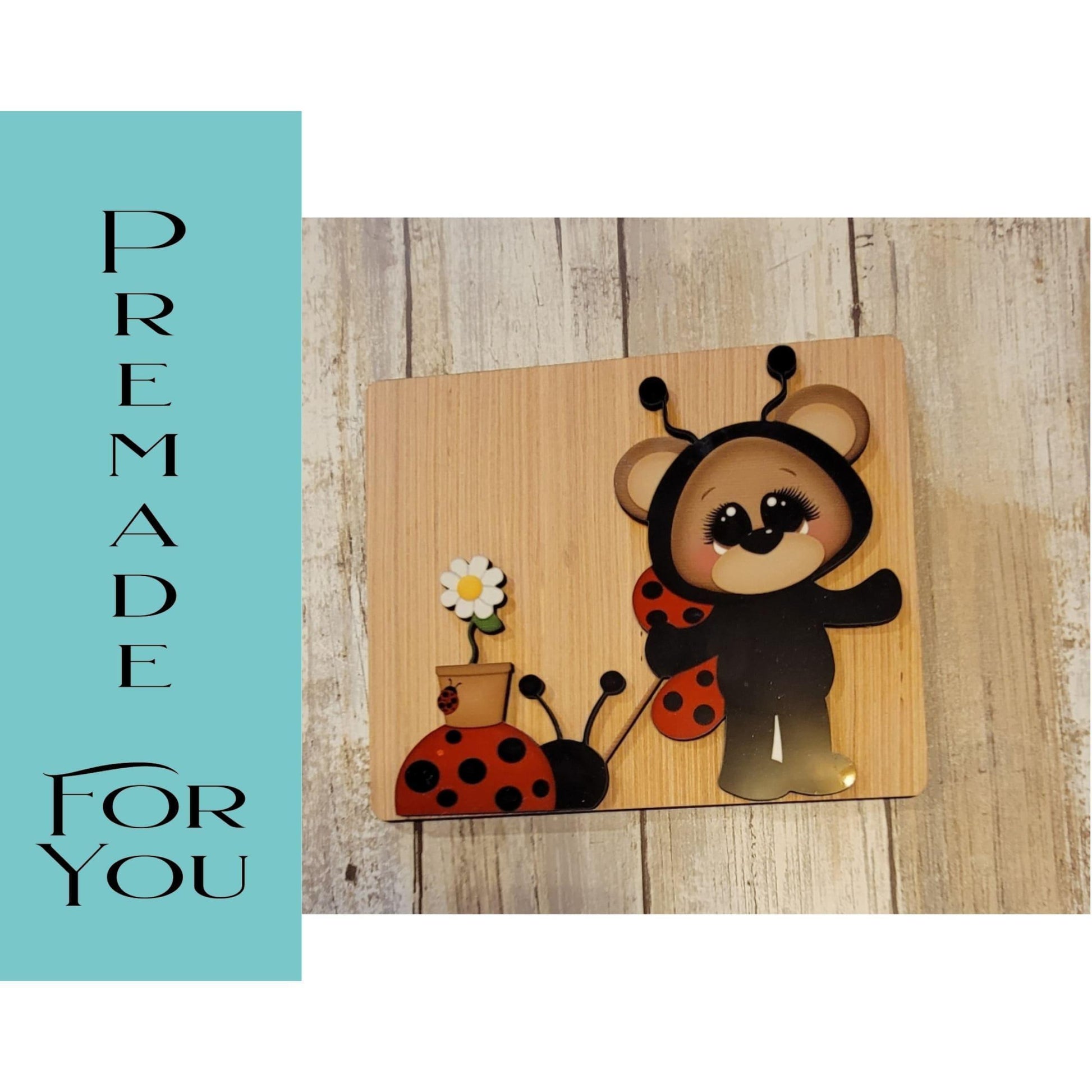 Ladybug pulling bug Sign - RusticFarmhouseDecor