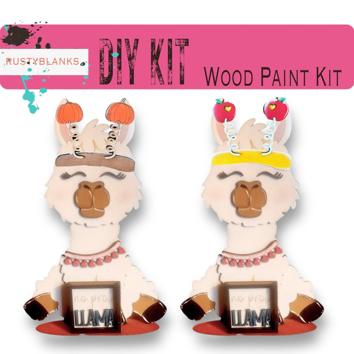 Llama with 12 Interchangeable Seasonal Hats, Insert and tile holder, Season DIY Decor - RusticFarmhouseDecor