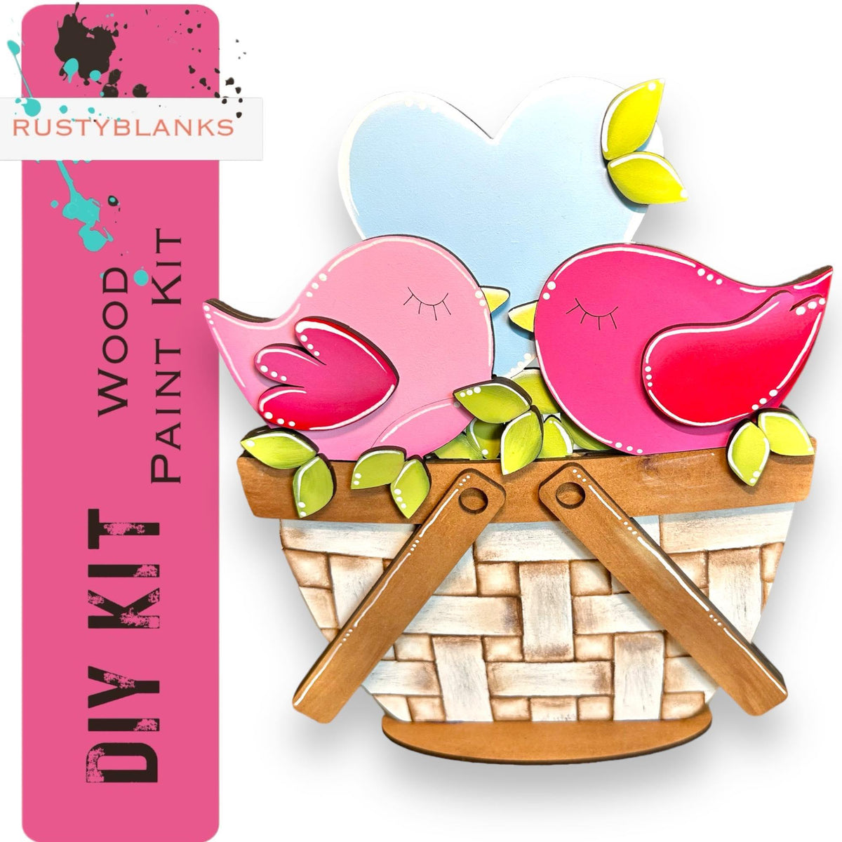 Love Birds Valentine For The Flower Basket Decor - Wood Blank for Painting - Inserts for Basket - RusticFarmhouseDecor