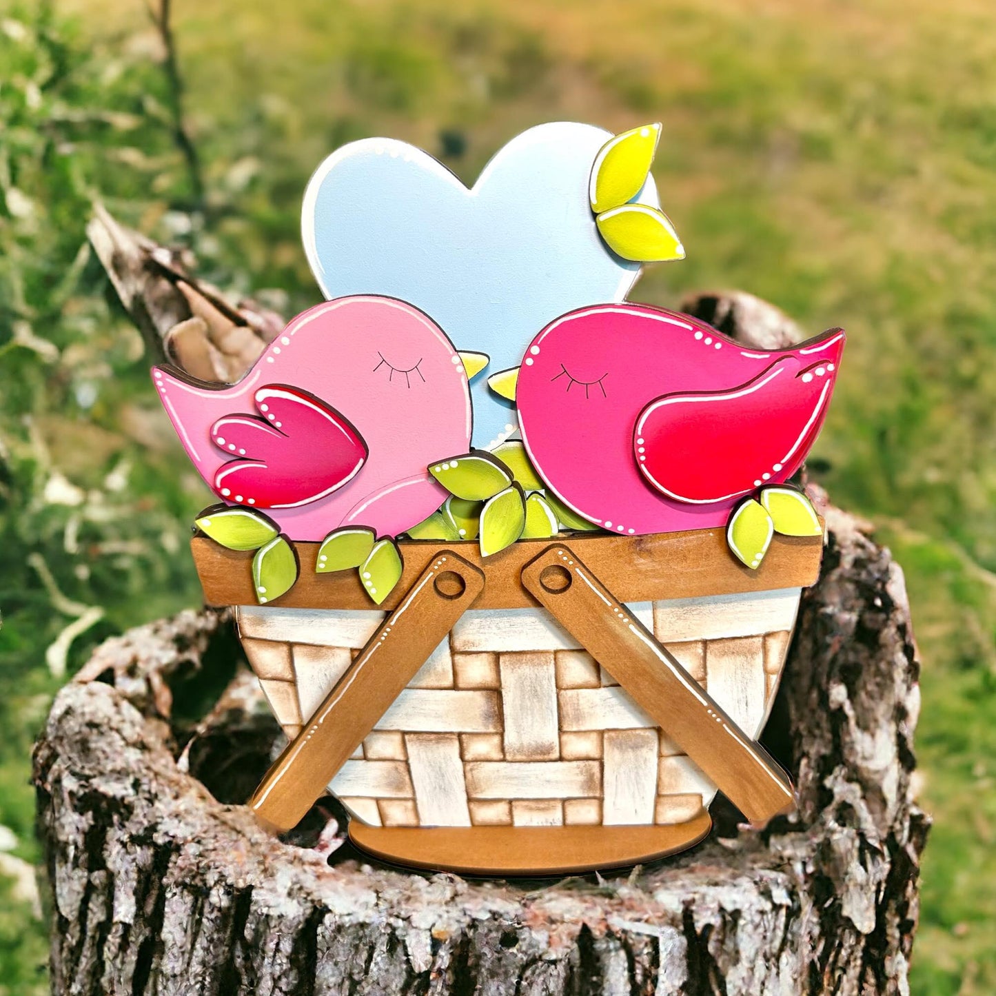 Love Birds Valentine For The Flower Basket Decor - Wood Blank for Painting - Inserts for Basket - RusticFarmhouseDecor