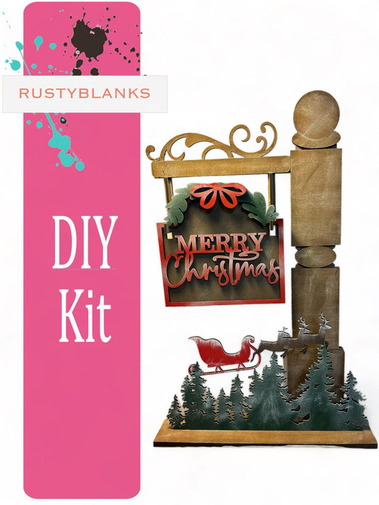 Merry Christmas Interchangeable Sign and Insert for Mini Post - RusticFarmhouseDecor