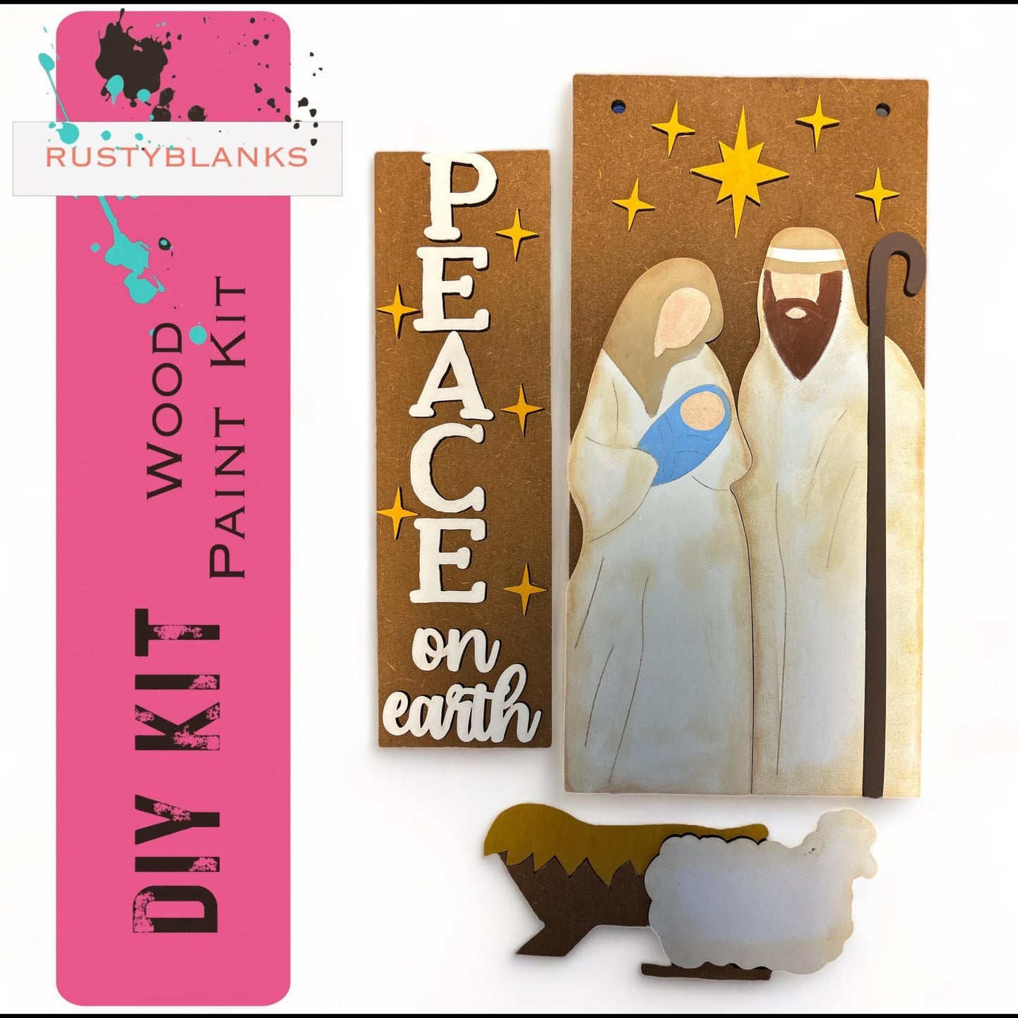 Nativity Interchangeable Signs with Manger nsert - Mini Interchangeable Posts - RusticFarmhouseDecor