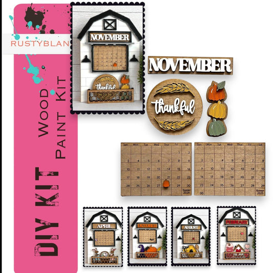 November 2024/25 Barn Calendar Insert Set, DIY Wood Banks, Interchangeable Calendar - RusticFarmhouseDecor