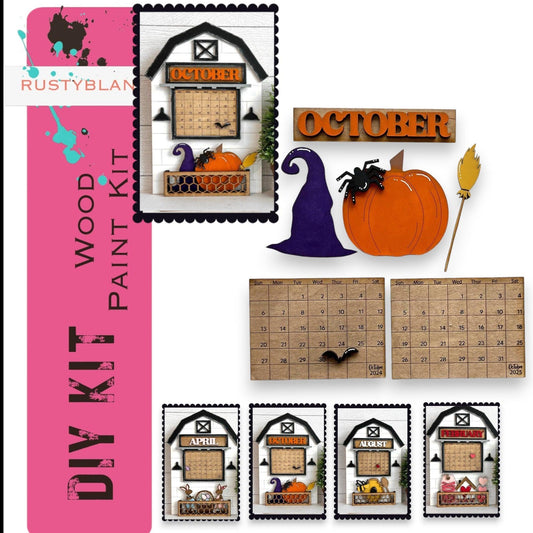 October 2024/25 Barn Calendar Insert Set, DIY Wood Banks, Interchangeable Calendar - RusticFarmhouseDecor