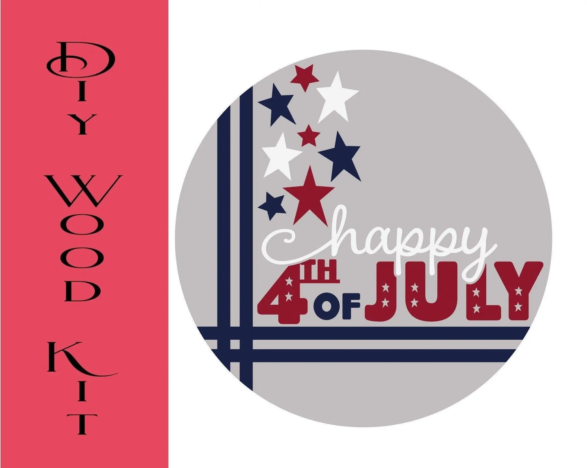 Patriotic Happy 4th of July Door Hanger, Wooden Door Hanger, DIY, Hanging Door Sign, Front Door Signs, Wooden Door Sign, - RusticFarmhouseDecor