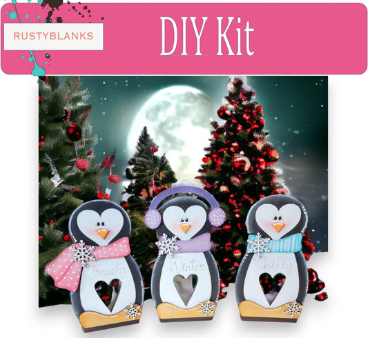 Penguin Votive Candle Shelf Sitters , Christmas Votives - RusticFarmhouseDecor