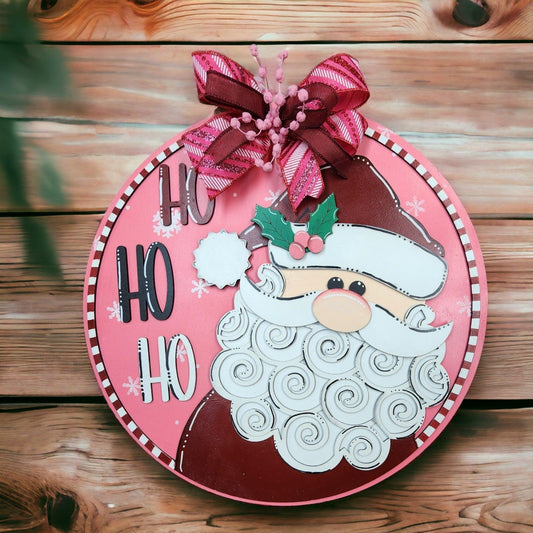 Premade Christmas Santa HO HO HO Door Hanger - RusticFarmhouseDecor