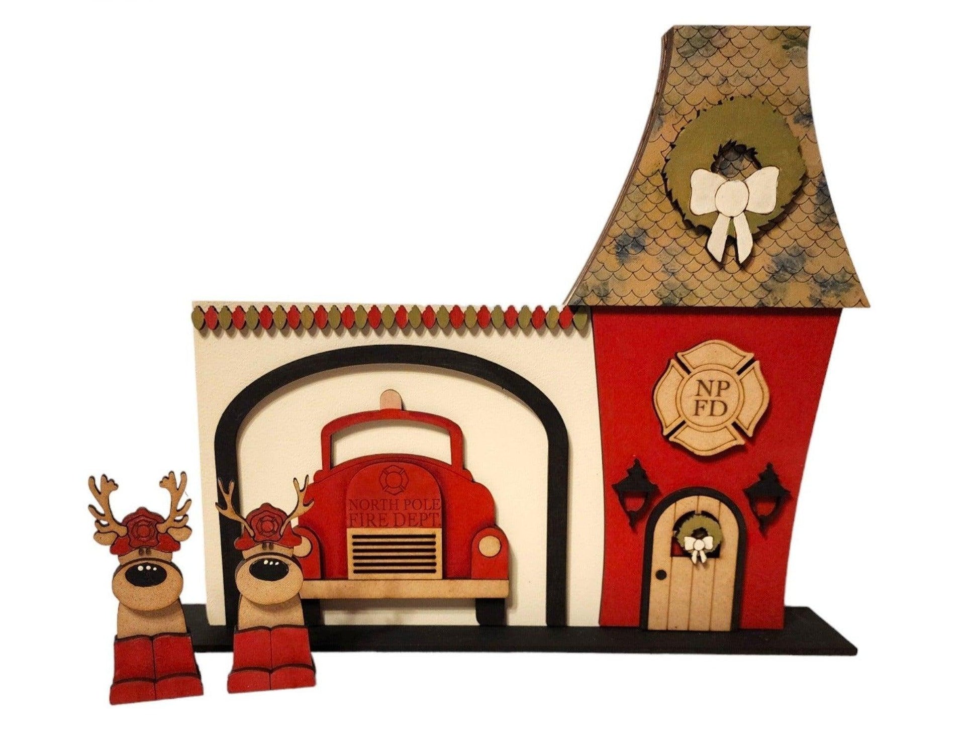 Premade Christmas Village Firehouse DIY - RusticFarmhouseDecor