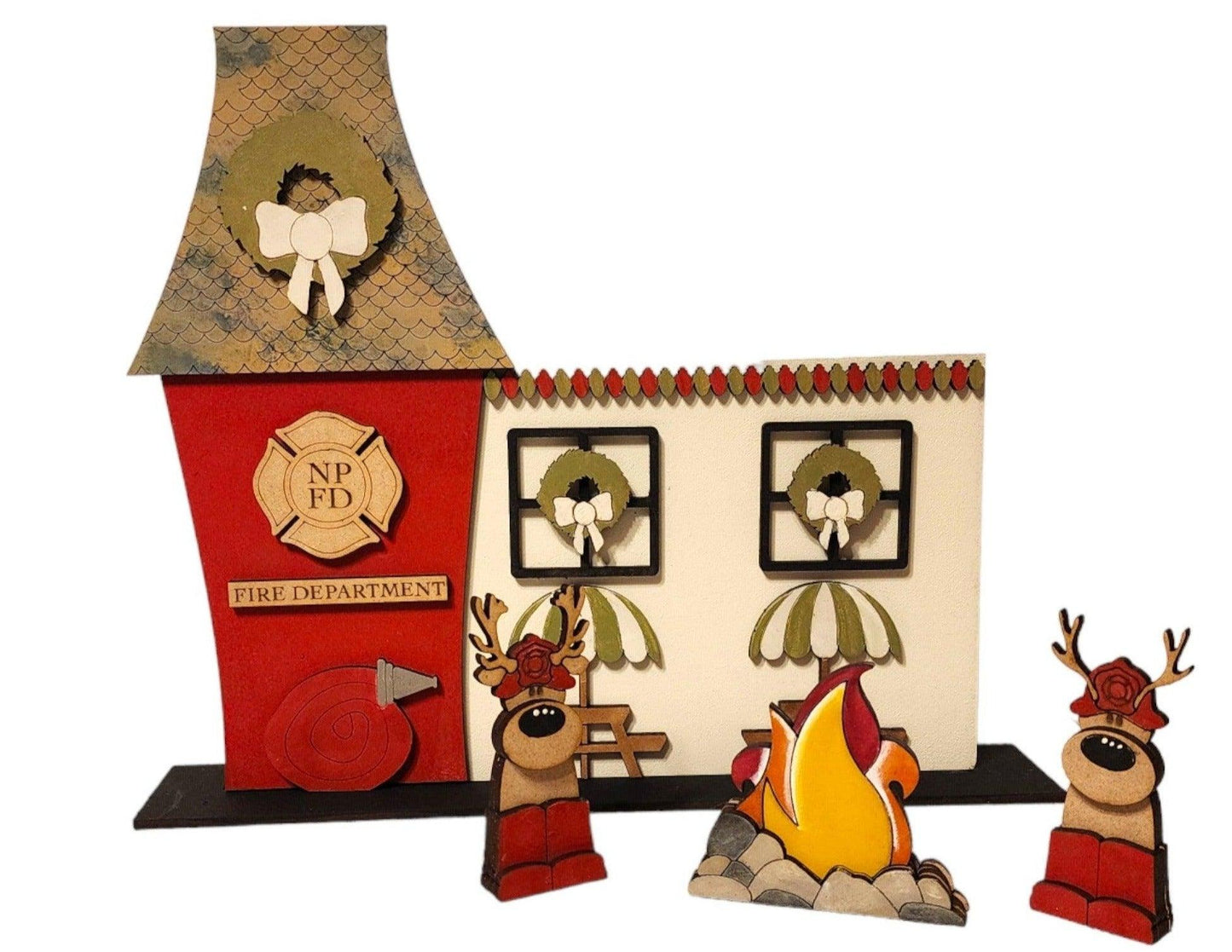 Premade Christmas Village Firehouse DIY - RusticFarmhouseDecor