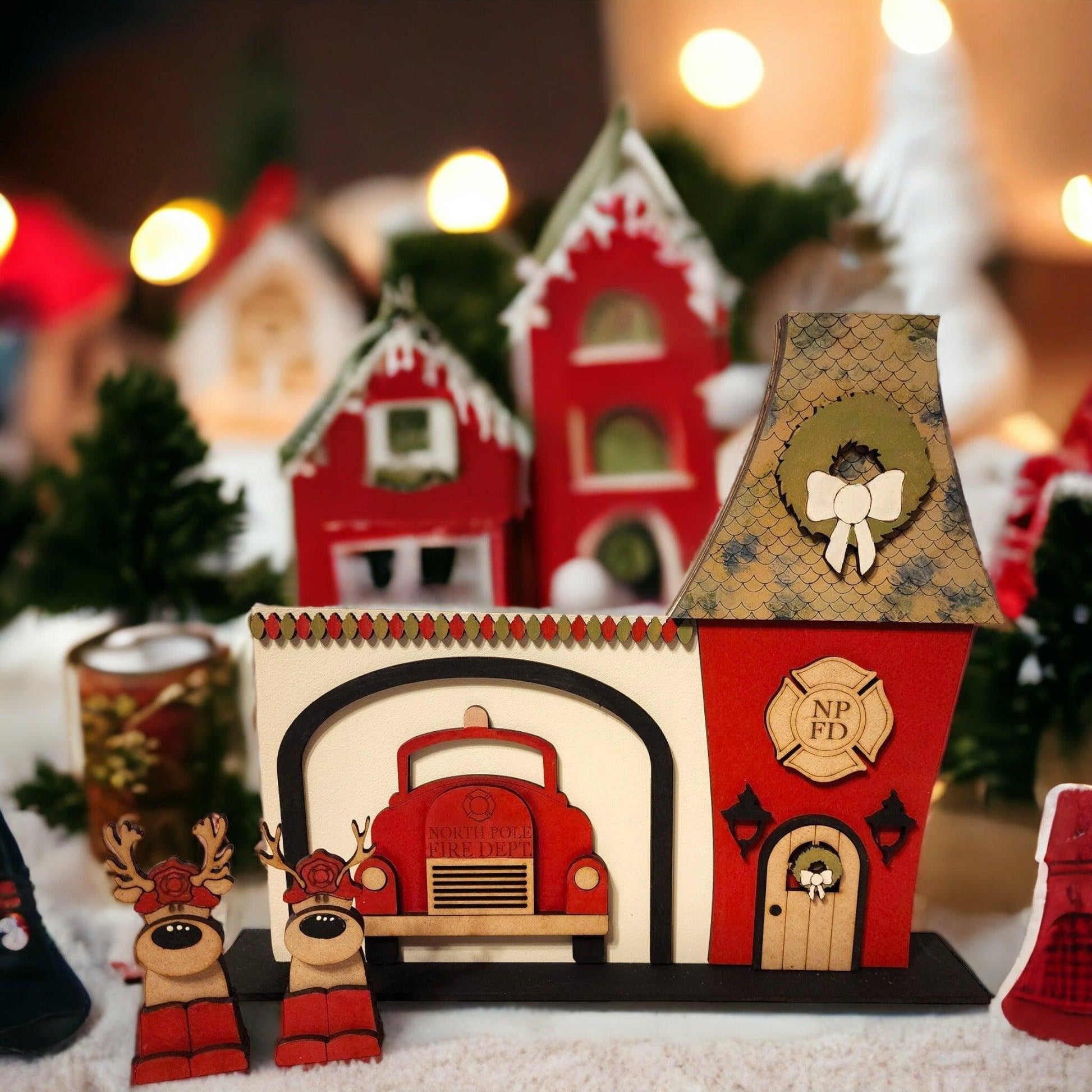 Premade Christmas Village Firehouse DIY - RusticFarmhouseDecor