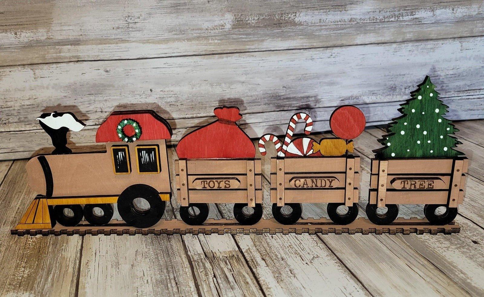 Premade Christmas Village Holiday Train DIY - RusticFarmhouseDecor