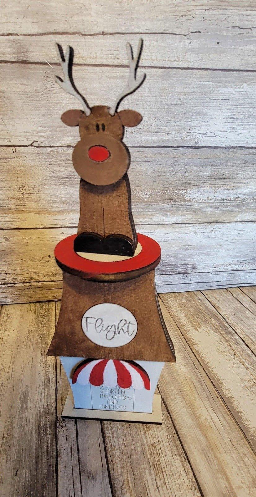 Premade Christmas Village Reindeer Flight School - RusticFarmhouseDecor