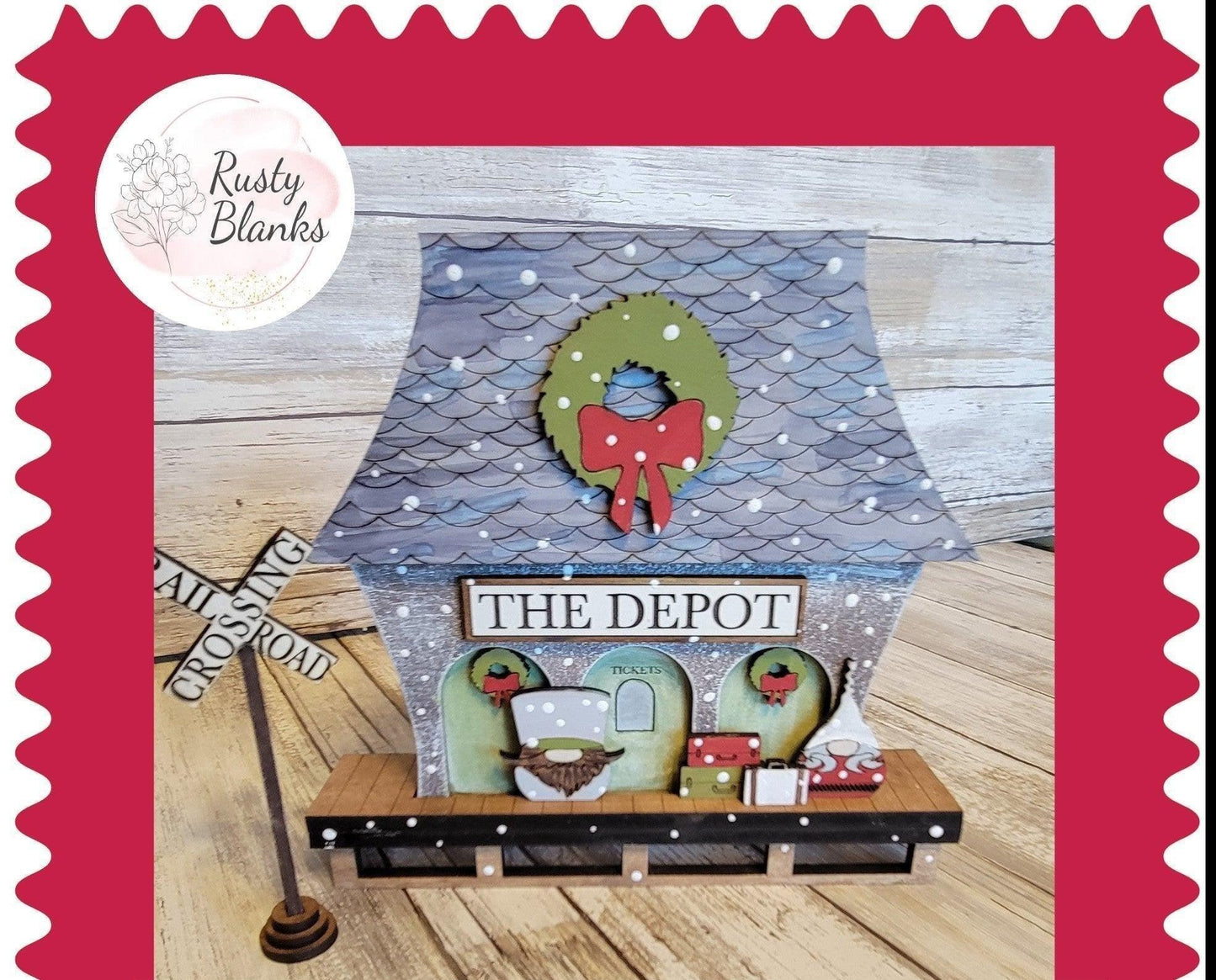 Premade Christmas Village Train Depot - RusticFarmhouseDecor