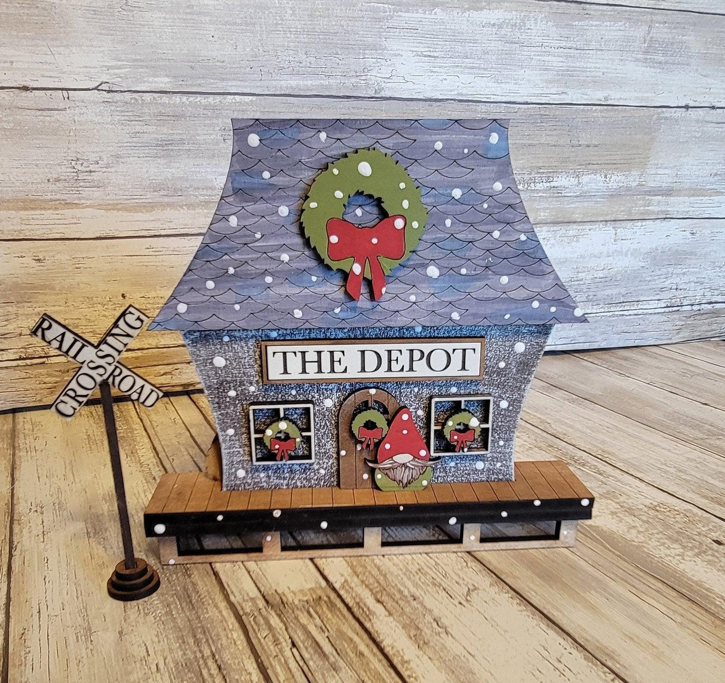 Premade Christmas Village Train Depot - RusticFarmhouseDecor