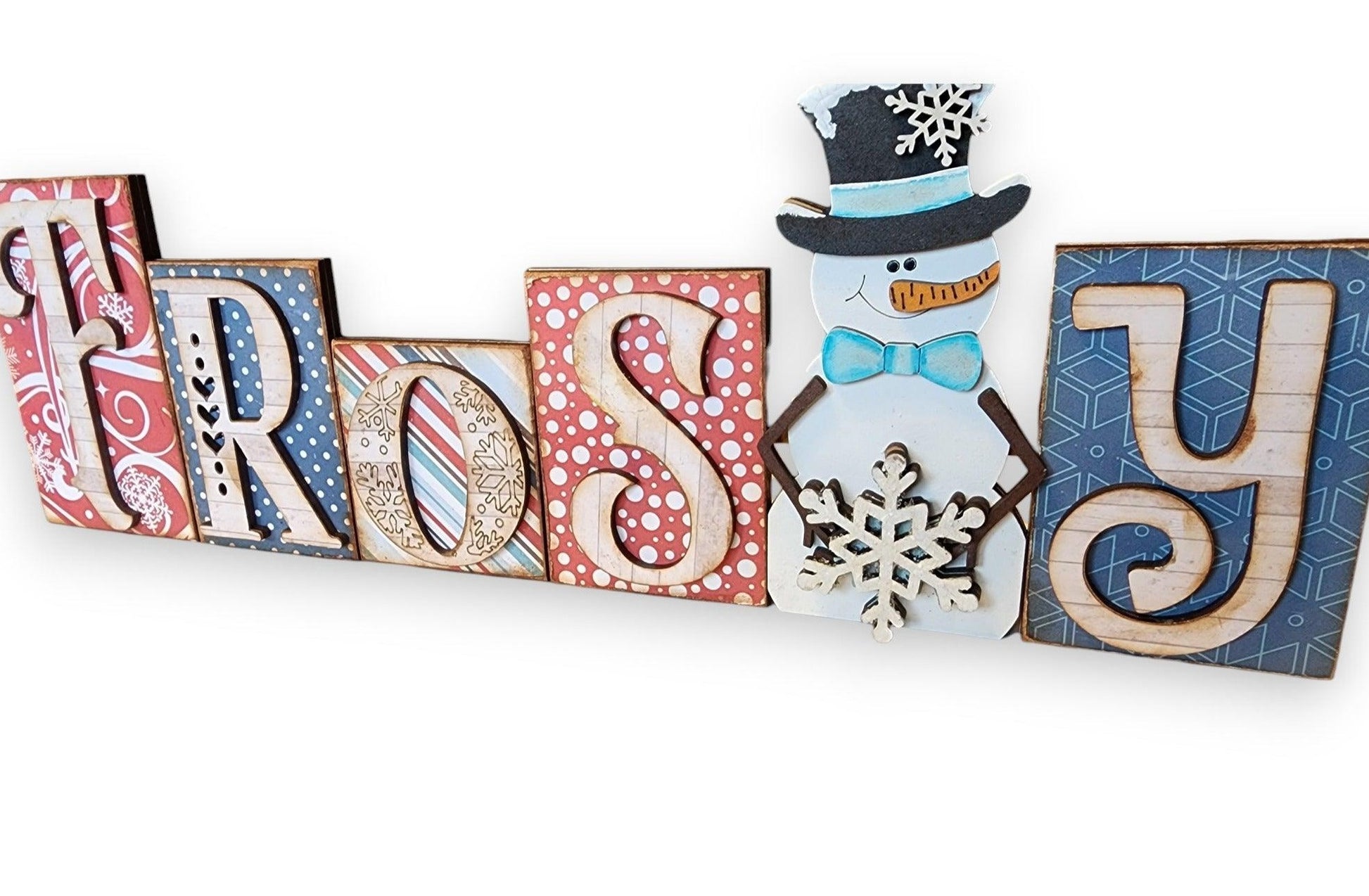 Premade Chunky Frosty Word Block Shelf Sitter - RusticFarmhouseDecor