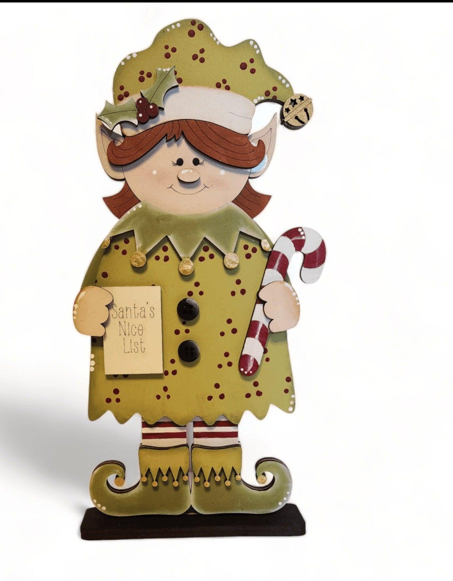 Premade Girl Standing Christmas Elf Shelf Sitter, - RusticFarmhouseDecor