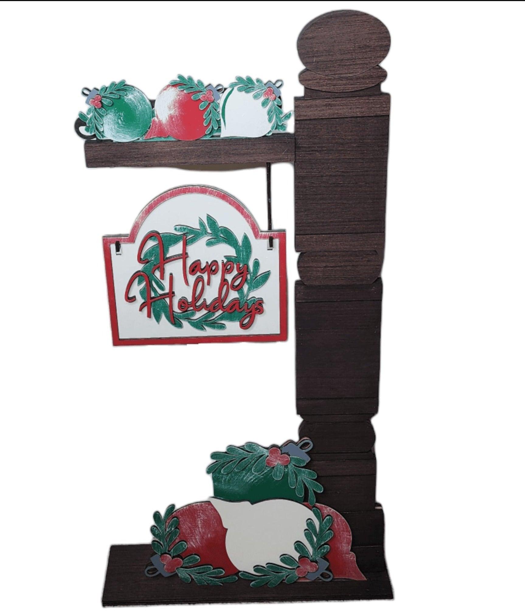 Premade Happy Holidays Insert and Smell My Feet Sign for the Large Interchangeable Posts or Fence - RusticFarmhouseDecor