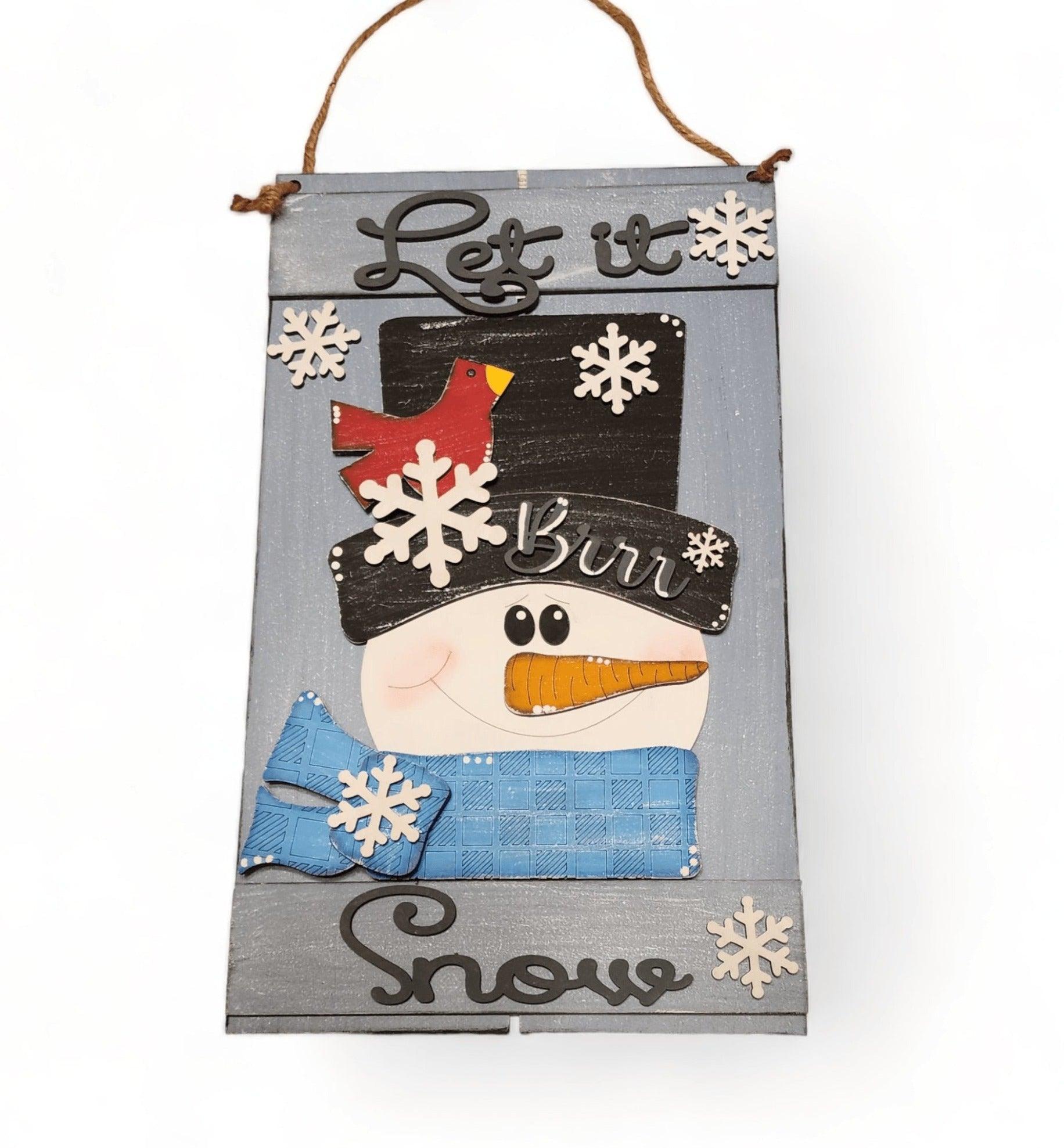 Premade Let it Snow Snowman Pallet Door Hanger - RusticFarmhouseDecor