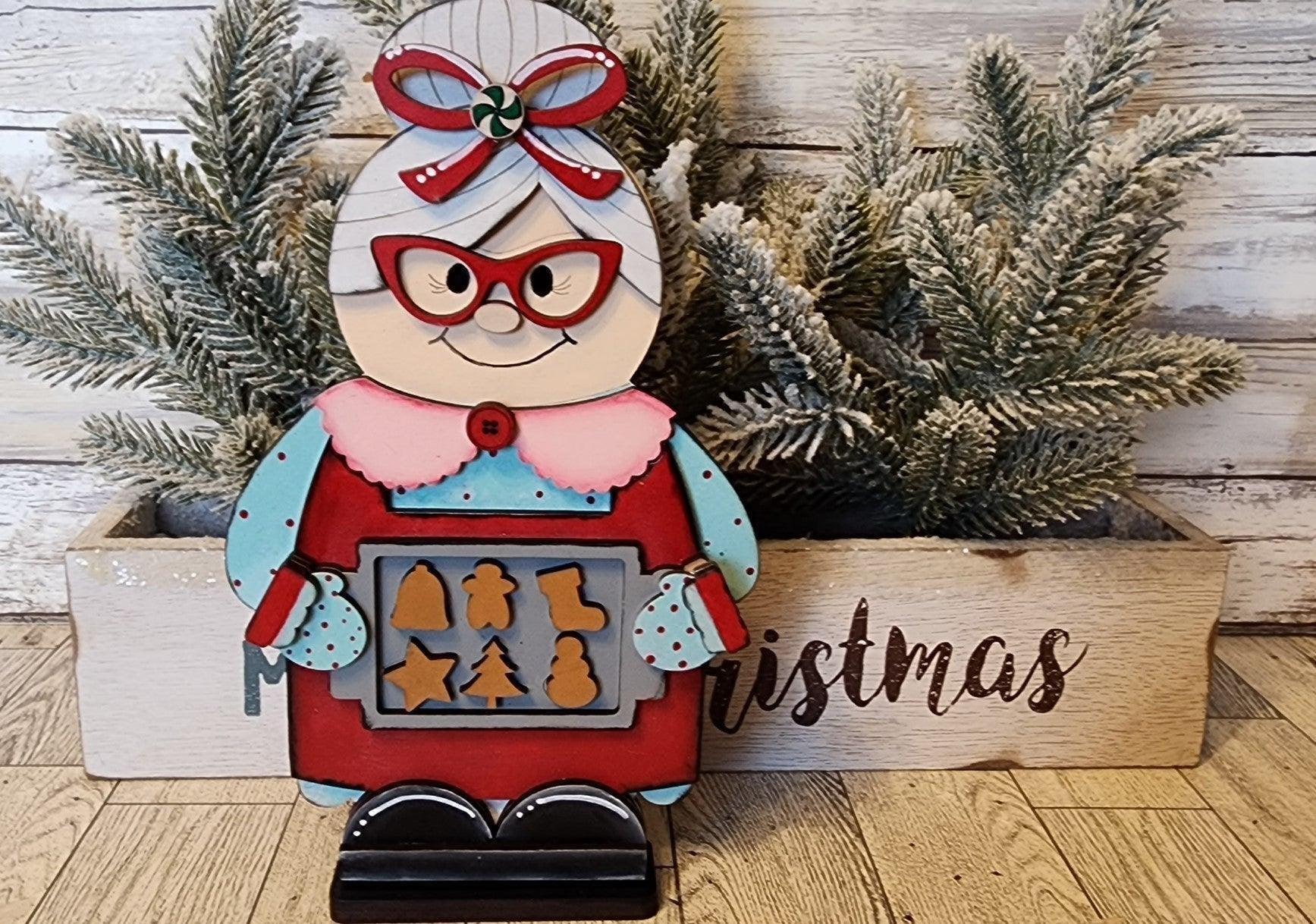 Premade Standing Mrs Claus Bakery Shelf Sitter - RusticFarmhouseDecor