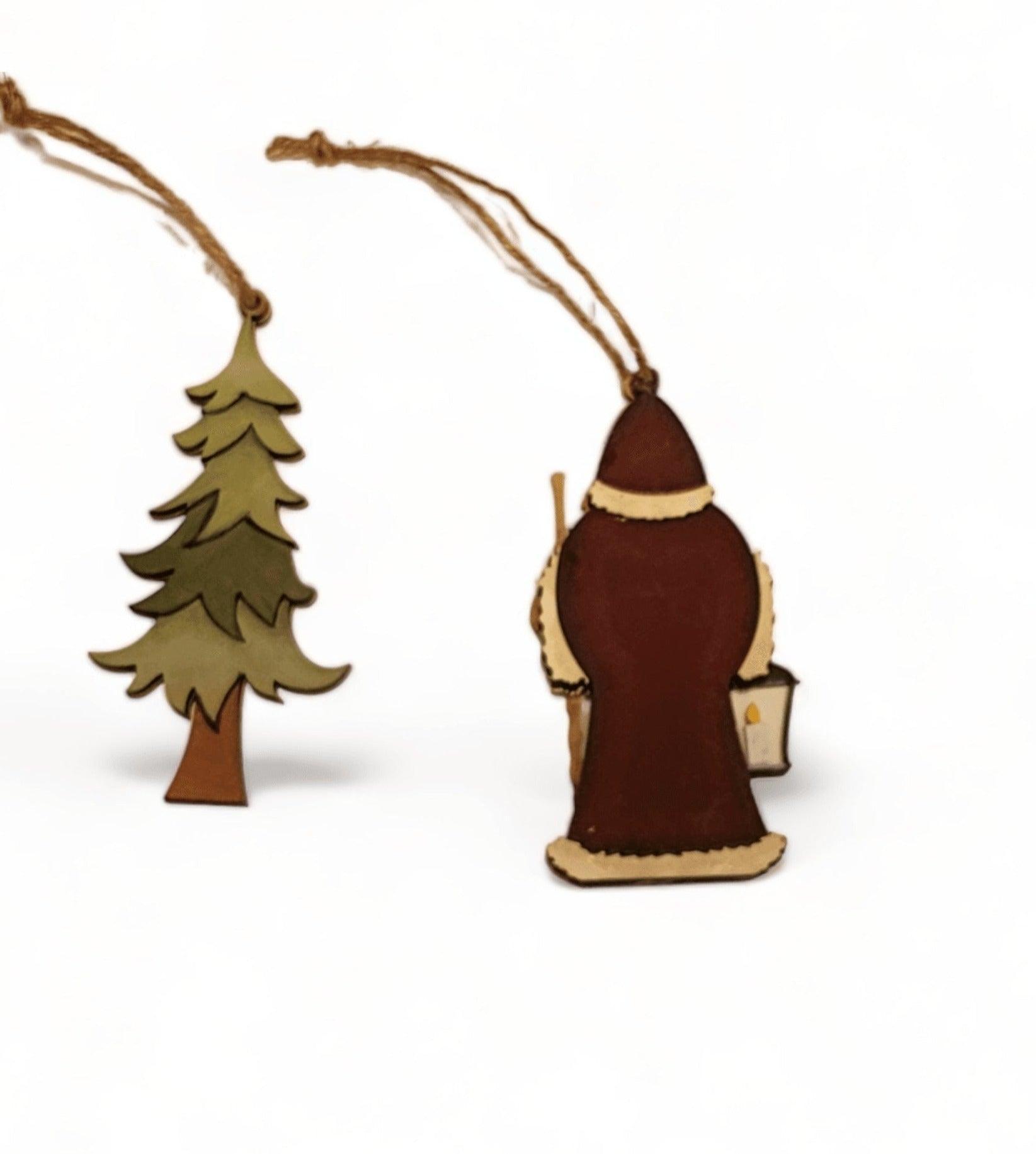 Premade Vintage Santa and Tree Ornament or Gift Tag - RusticFarmhouseDecor