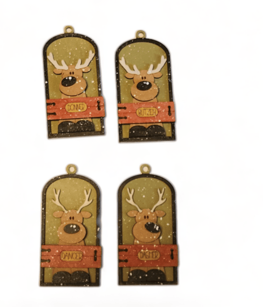 Premade Vixen Santa's Reindeer Stalls Ornaments Gift Tags Stables - RusticFarmhouseDecor